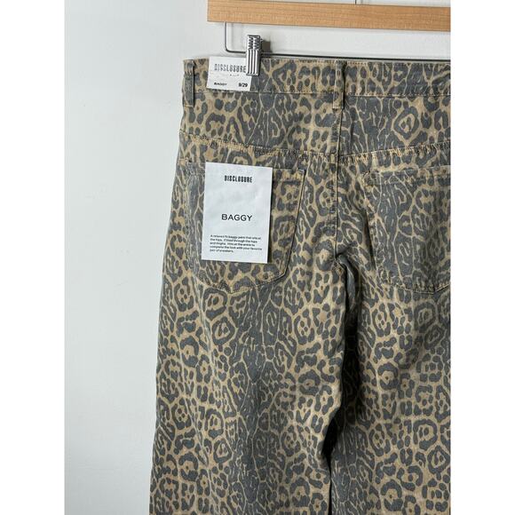 NEW Disclosure Leopard Print Jeans Women 29 Brown Gray Baggy Neutral Viral - Picture 4 of 8